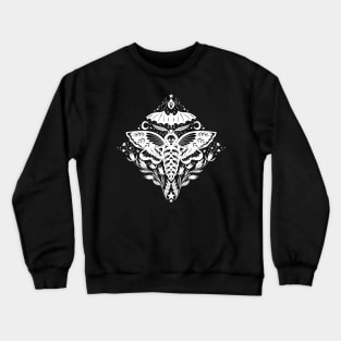 Skull Moth Damask white Crewneck Sweatshirt